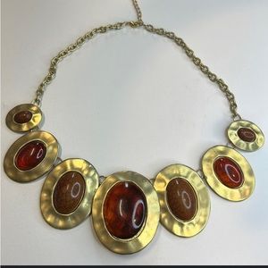 Style & co Gold chunky Necklace with reddish brown gemstone